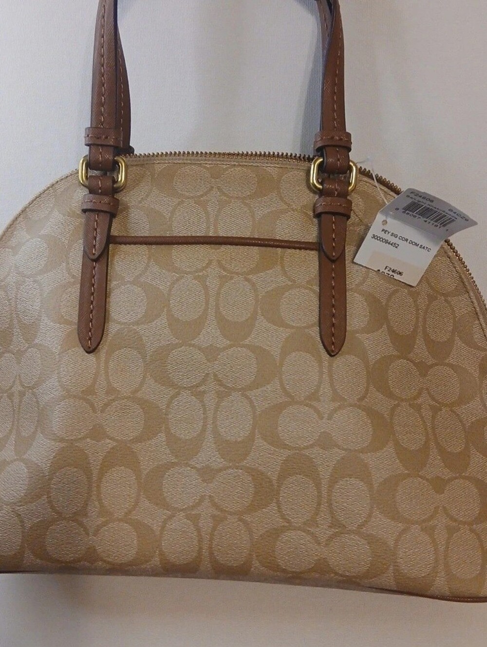 Coach Beige Signature Canvas Dome Satchel with Brown Leather Wallet - Picture 6 of 9